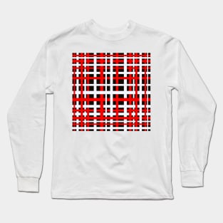 Interlocking Stripes Black White Red Long Sleeve T-Shirt